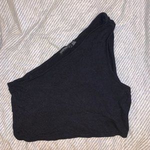 One-Shoulder Black Crop Top